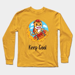 Keep Cool funny cat design Long Sleeve T-Shirt